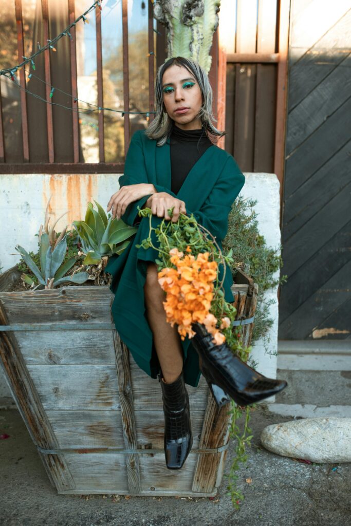 Crossdresser wearing boots