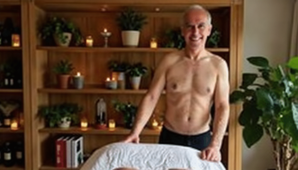 Male topless massage therapist