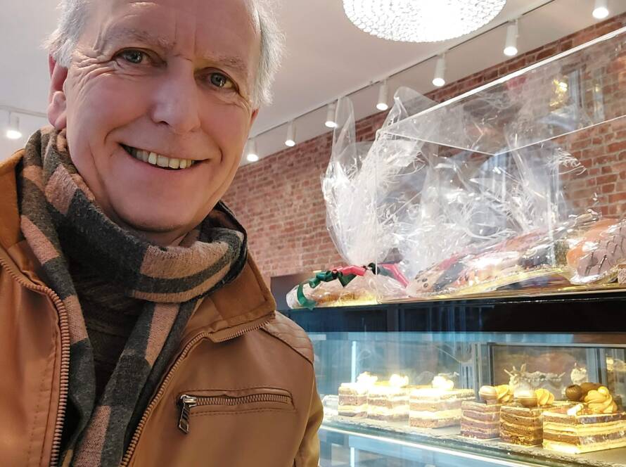 Male companion and escort in a coffee shop